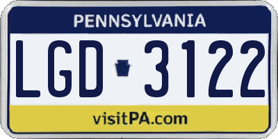 PA license plate LGD3122
