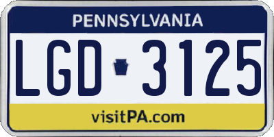 PA license plate LGD3125
