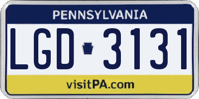 PA license plate LGD3131