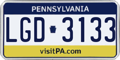 PA license plate LGD3133