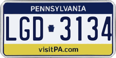 PA license plate LGD3134