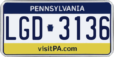 PA license plate LGD3136