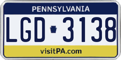 PA license plate LGD3138
