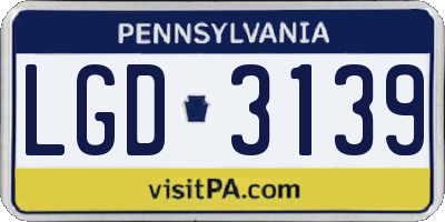 PA license plate LGD3139