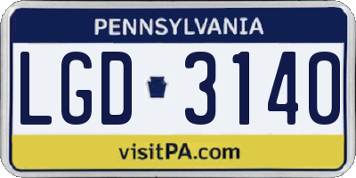 PA license plate LGD3140