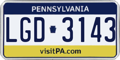 PA license plate LGD3143