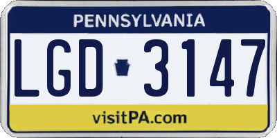 PA license plate LGD3147