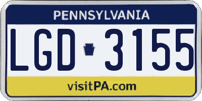PA license plate LGD3155