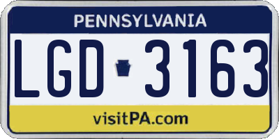 PA license plate LGD3163