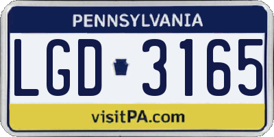 PA license plate LGD3165