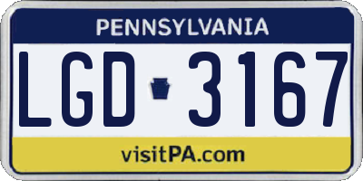 PA license plate LGD3167