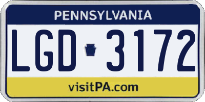 PA license plate LGD3172