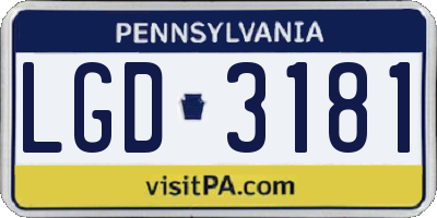 PA license plate LGD3181