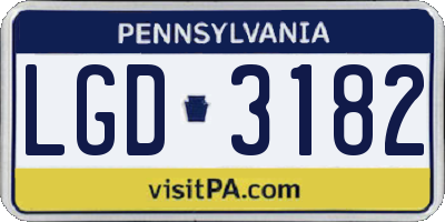 PA license plate LGD3182