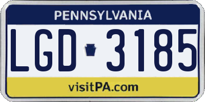 PA license plate LGD3185