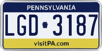 PA license plate LGD3187