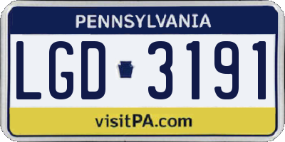 PA license plate LGD3191