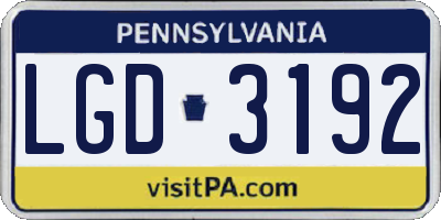 PA license plate LGD3192