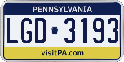 PA license plate LGD3193
