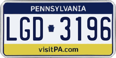 PA license plate LGD3196