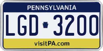 PA license plate LGD3200