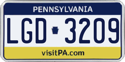 PA license plate LGD3209