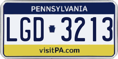 PA license plate LGD3213