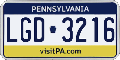 PA license plate LGD3216
