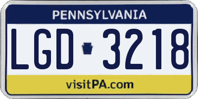 PA license plate LGD3218