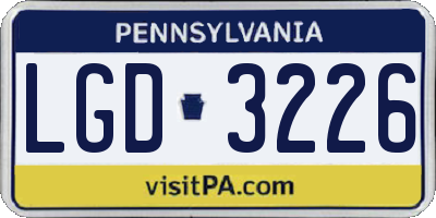PA license plate LGD3226