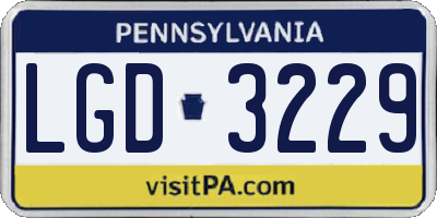PA license plate LGD3229