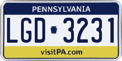 PA license plate LGD3231