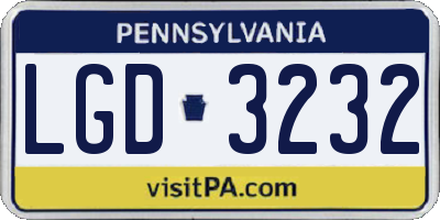 PA license plate LGD3232
