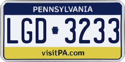 PA license plate LGD3233