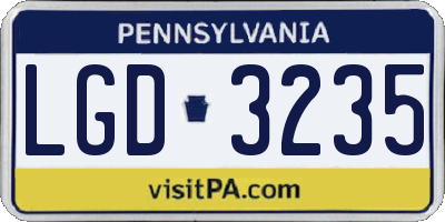 PA license plate LGD3235