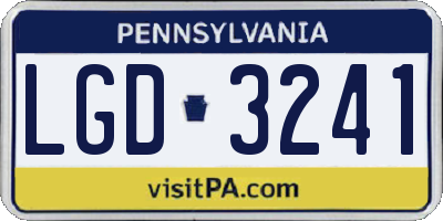 PA license plate LGD3241