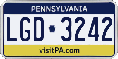 PA license plate LGD3242