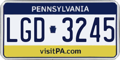 PA license plate LGD3245