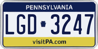 PA license plate LGD3247