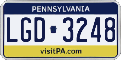 PA license plate LGD3248