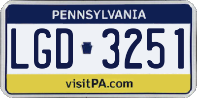 PA license plate LGD3251