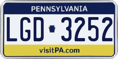 PA license plate LGD3252
