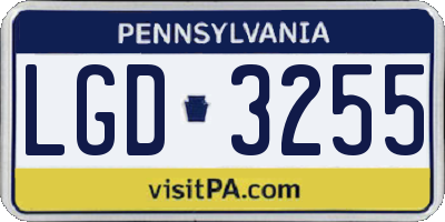 PA license plate LGD3255