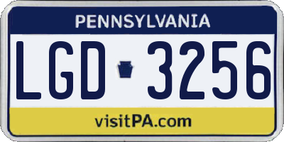PA license plate LGD3256
