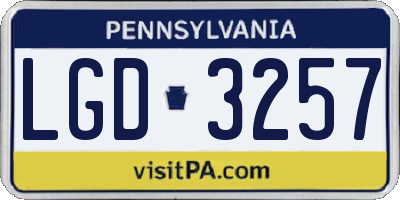 PA license plate LGD3257
