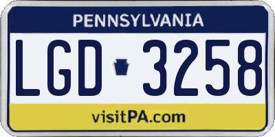 PA license plate LGD3258