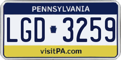 PA license plate LGD3259
