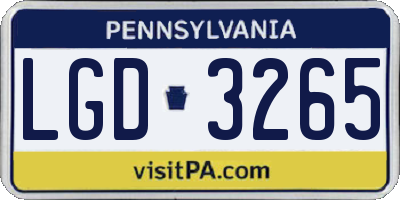 PA license plate LGD3265