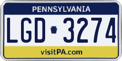 PA license plate LGD3274