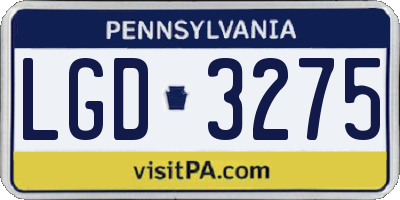 PA license plate LGD3275